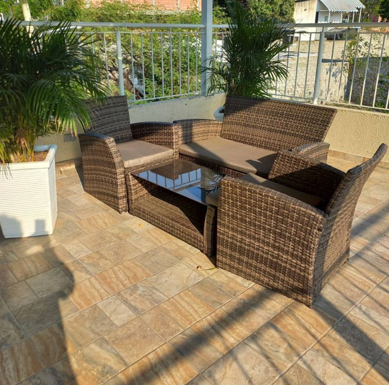 Outdoor lounge with rattan sofas